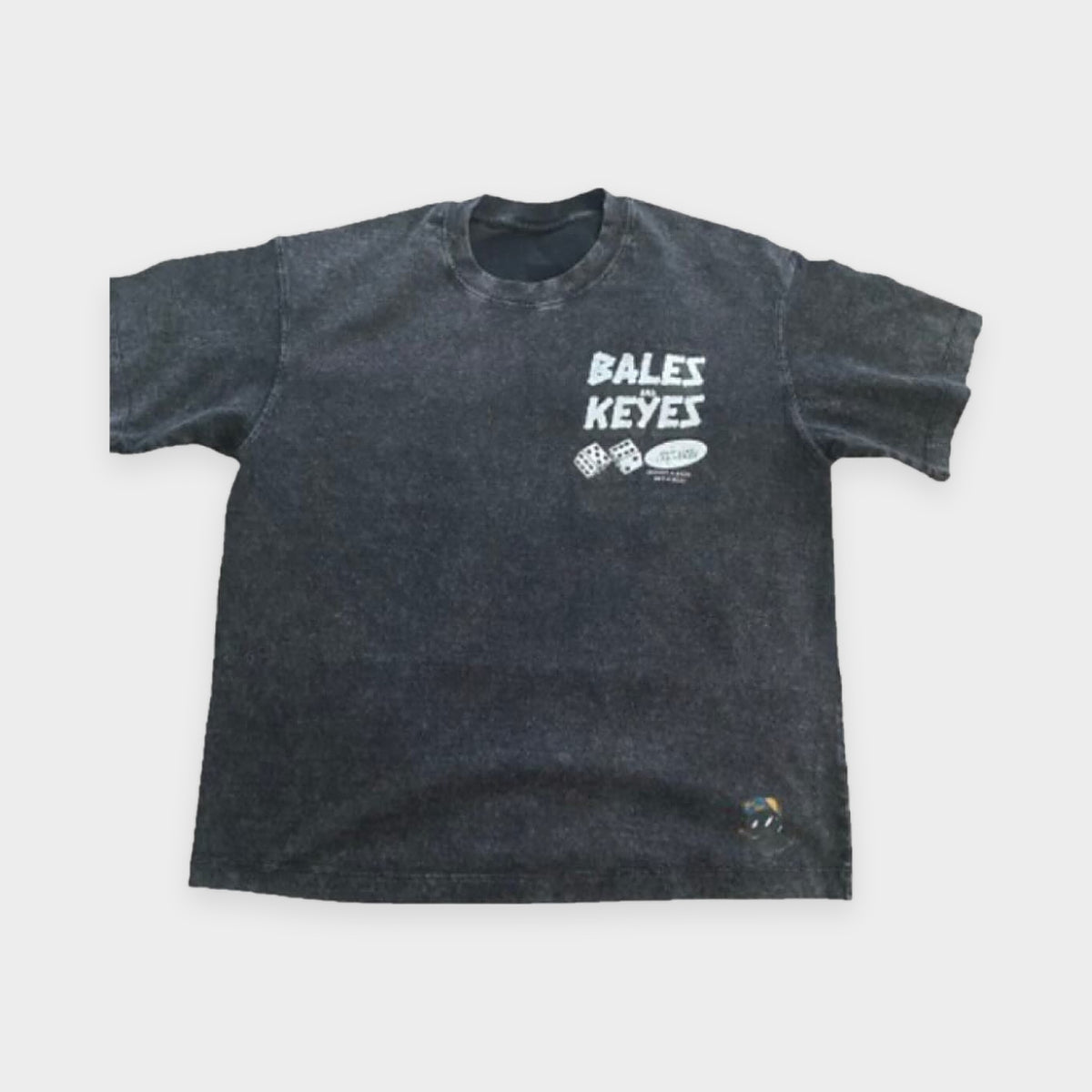 Dice King Tee in black stonewash by Bales & Keyes, front