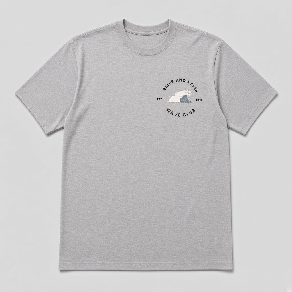 The Wave Club Tee in Heather Grey by Bales & Keyes, front