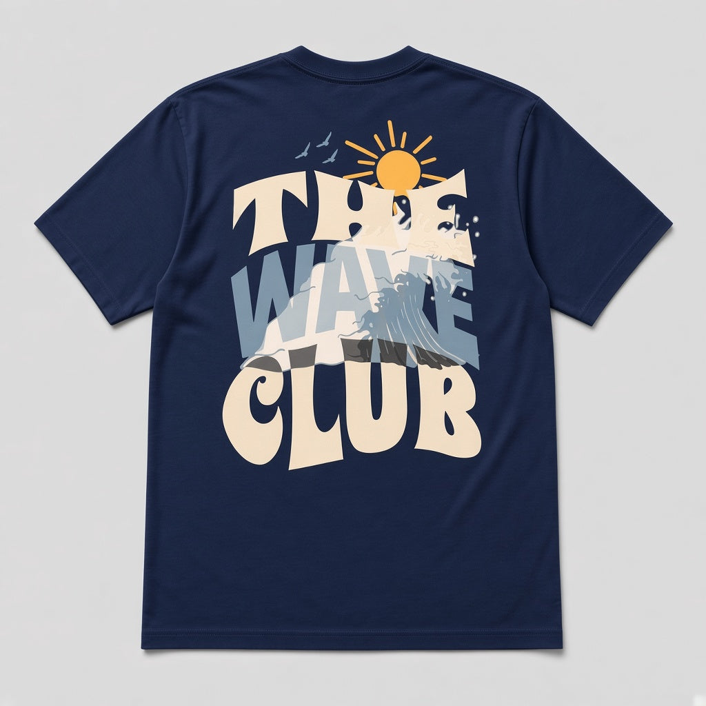 The Wave Club Tee in Navy by Bales & Keyes, back