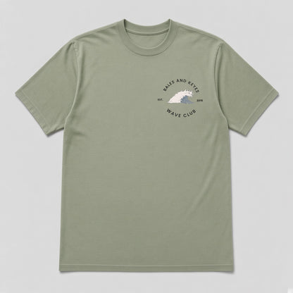 The Wave Club Tee in Sage by Bales & Keyes, front