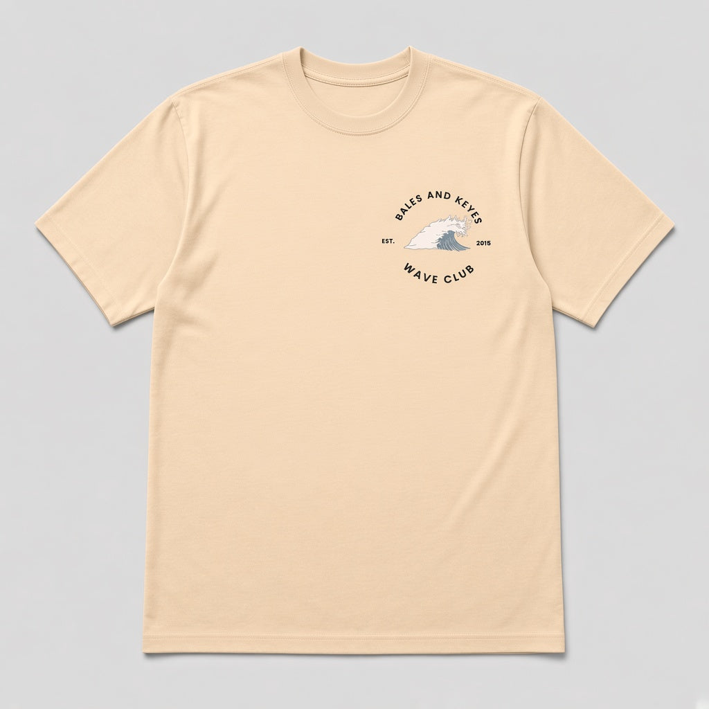 The Wave Club Tee in Light Sand by Bales & Keyes, front