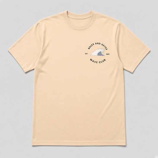 The Wave Club Tee in Light Sand by Bales & Keyes, front