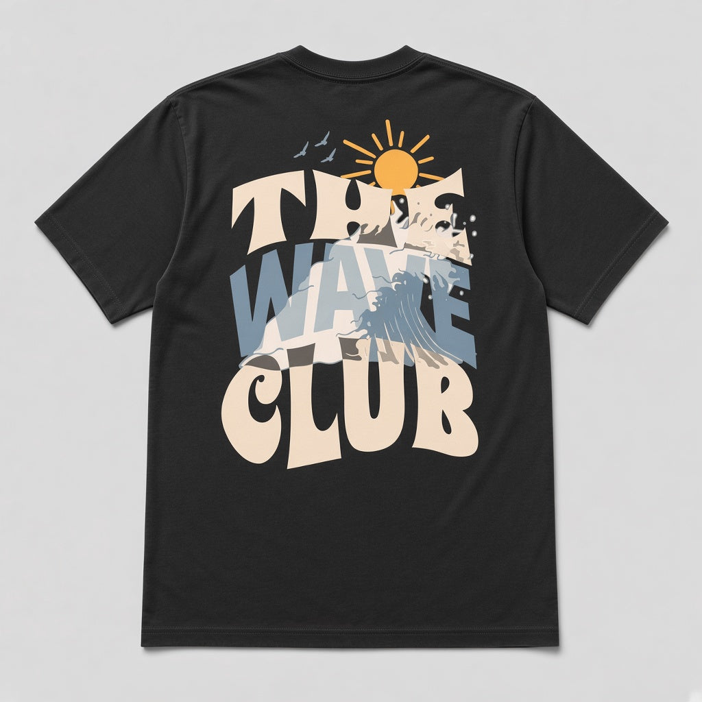 The Wave Club Tee in Vintage Black by Bales & Keyes, back