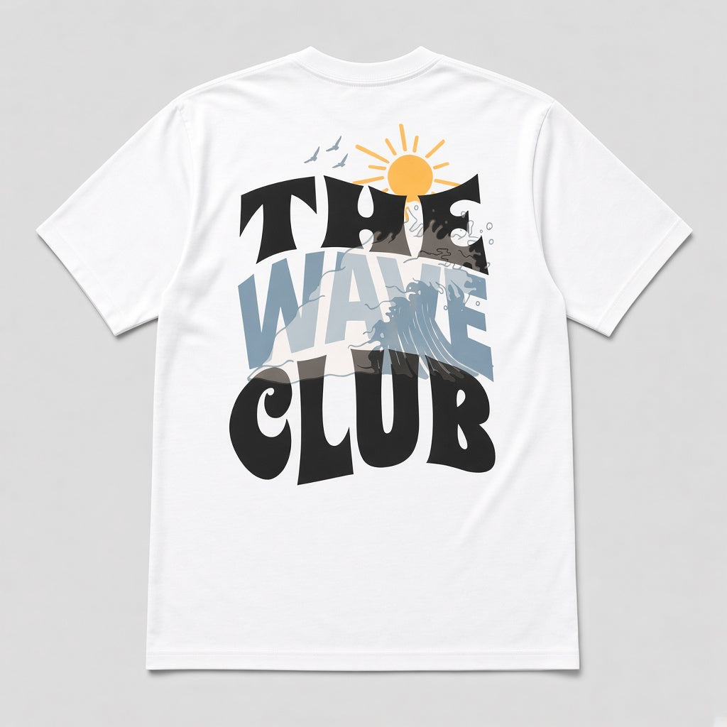 The Wave Club Tee in White by Bales & Keyes, back