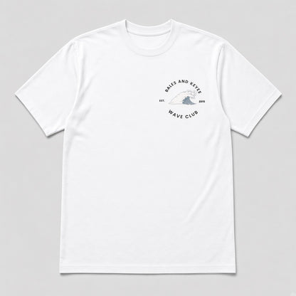 The Wave Club Tee in White by Bales & Keyes, front